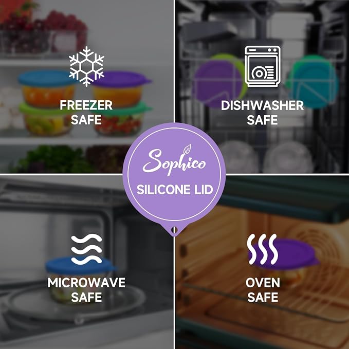 SOPHICO 2 Cup Silicone Lids Replacement for Pyrex & Anchor Hocking 7200-PC | Food Grade Silicone, Leakproof、Airtight Lids, Dishwasher Microwave Safe