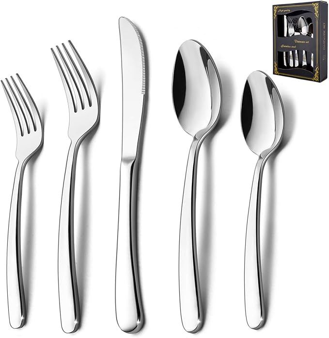 HaWare Heavy Duty Silverware Set, 60-Piece Stainless Steel Flatware for 12