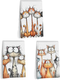 3 Pcs Cute Cat Kitchen Towels, Funny Cats Gifts Absorbent Hand Towels-03 | Cat Dish Cloths for Drying Dishes, Cats Waffle Dish Towels for Kitchen Home Bathroom Decor, Cat Lover Gifts for Women Mom