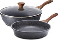 SENSARTE Nonstick Frying Pans, Grey(9.5 Inch Frying Pan and 5QT Saute Pan) | Swiss Granite Coating, Free of PFOA&PFOS, Compatible with All Stoves Including Induction Cooktops, Easy to Clean