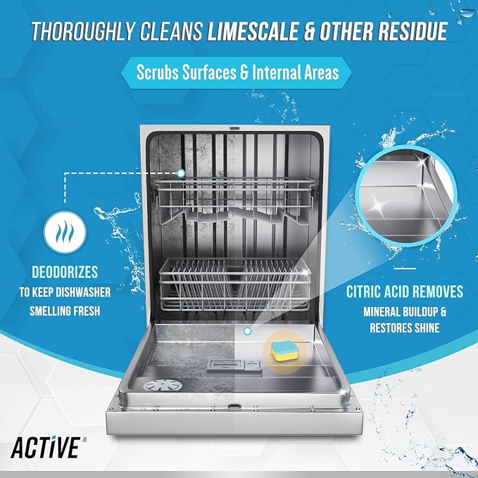 ACTIVE Washer Dishwasher Disposal & Coffee Cleaner Tablets - 96 Tabs Includes Washing Machine Cleaner, Dishwasher, Disposer, Coffee Maker Descale Tabs - Deep Clean & Refresh Appliance - 1 Year Supply
