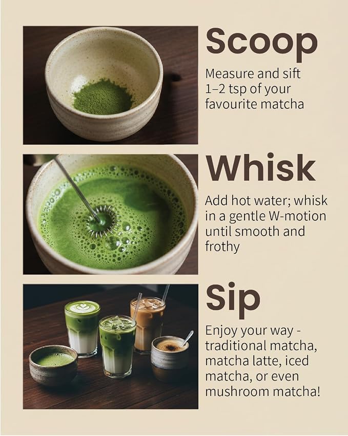 Elementi Matcha Whisk & Frother Set - Powerful Electric Matcha Mixer for Powder, Easy to Use Electric Whisk Kit - Craft Effortless Lattes with the Elementi Milk Frother Wand & Wisk (Emerald Green)