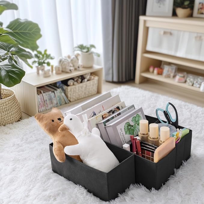 Drawer Organizer Clothes, 21 Pack Dresser Organizer for Baby Clothes, Underwear, Sock - Foldable Closet Organization and Storage Dividers Bins for Nursery, Bedroom (Black)