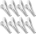 8PCS 12-Inch Serving Tongs,XEVOM Kitchen Tongs,Buffet Tongs,Stainless Steel | silver textured handles and slotted heads Food Tong small tongs,Serving Utensils for buffets, catering, and parties