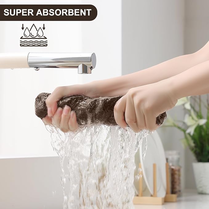 Homaxy 8 Pack 100% Cotton Kitchen Towels and Dishcloths Set, Dark Brown | 12 x 12 Inches and 13 x 28 Inches Kitchen Towels Set, Ultra Soft Absorbent Dish Cloths for Washing Dishes