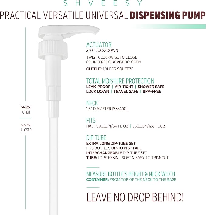 Gallon Pump Dispenser - for Plastic or Glass Bottles – Heavy-Duty Leak Proof for Commercial and Household Use - Plastic Pump for 1 Gallon Jug – Non-BPA Plastic (Pack of 4)