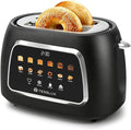 Tesslux Toaster 2 Slice, Extra Wide Slot, 800W, Touch Screen Panel, Black | LED Countdown, Defrost, Reheat, Cancel, 6 Bread Modes, 6 Browning Levels, Crumb Tray, Matte Black Stainless Steel