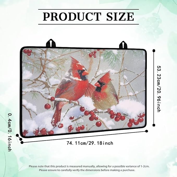 Cardinal Snow Holly Branch Print Stove Top Covers for Electric Stove Easy to Clean Glass Cooktop Protector Ceramic Protecting Counter Top Table Protector for Winter Decor, 29.18 x 20.96 inch