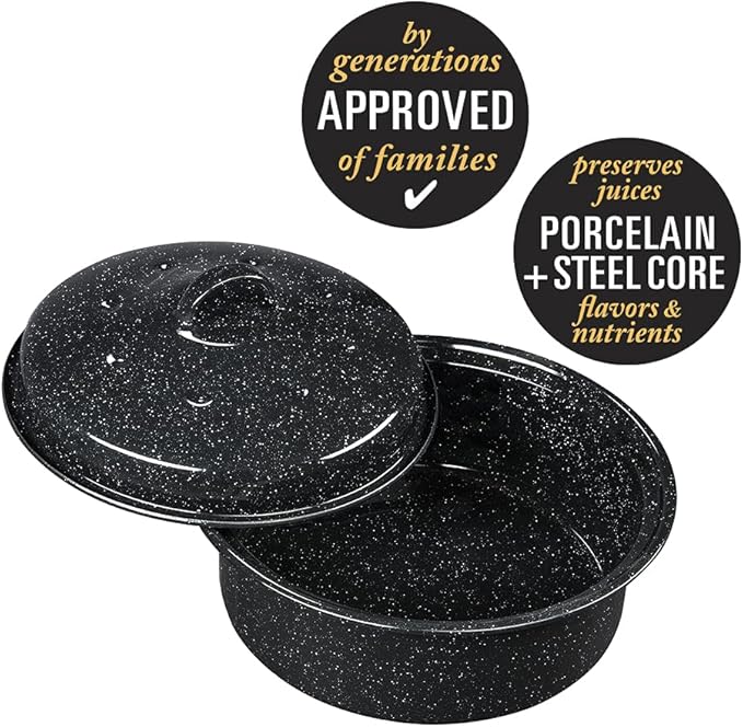 Granite Ware Round Covered Roaster - Speckled Black