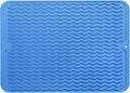 MicoYang Silicone Dish Drying Mat — Quick-Dry Ridges Counter & Sink Pad, Heat-Resistant Trivet to 450°F, Non-Slip & Dishwasher Safe, Roll-Up Storage, 18 Colors & 9 Sizes (Lichen Blue, 16"×12")
