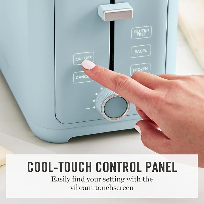 Martha Stewart 2-Slice Toaster, 3 Presets & 10 Shade Settings, Sky Blue