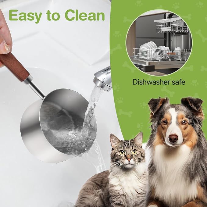 Dog-Cat Food-Scoop Measuring-Cup - 304 stainless steel material.1-Cup capacity. Precision scale measurements