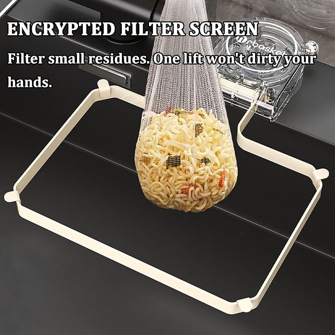 Kitchen Sink Strainer with 100 PCS Filter Mesh Bag, Food Waste Filter Basket, Suction Cup Folding Washing Vegetables and Fruits Drying Bag Holder