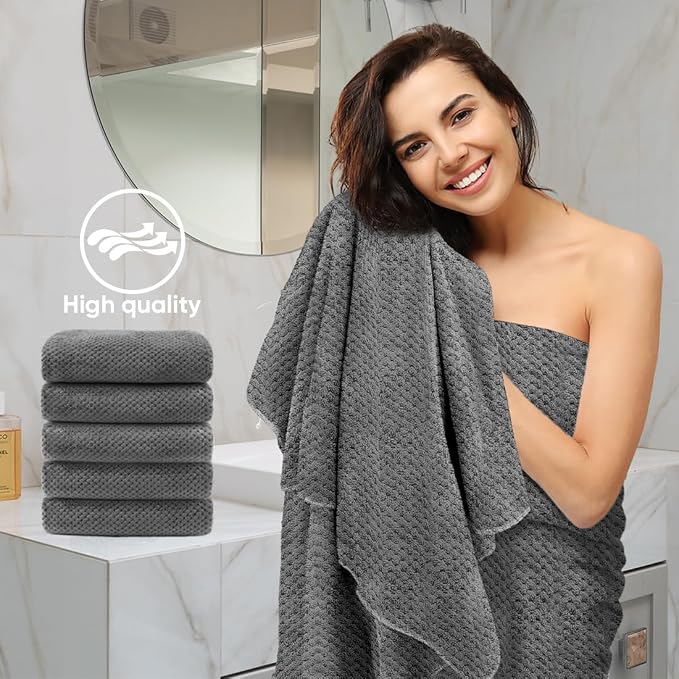 HOMEXCEL 6PK Bath Towel Set, 24x48 in, Absorbent&Quick Dry Towels for Hotel | Ultra Soft, Lightweight Towels for Bathroom, Spa and Beauty Parlor, Grey