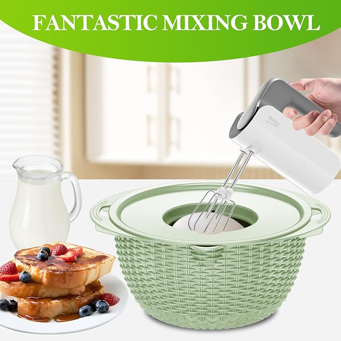 4 in 1 Colander with Bowl Set, Food Strainers and Colanders, Colander for Kitchen, Pasta Strainer, Fruit Washing Bowl, Kitchen Essentials Strainer Basket Bowl, Green, Christmas & New Year Gifts