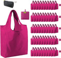 BeeGreen Cerise Reusable Grocery Bags Wholesale Reusable Kitchen Bags Bulk Foldable-Machine Washable with Zipper Storage Pouch 50 Packs