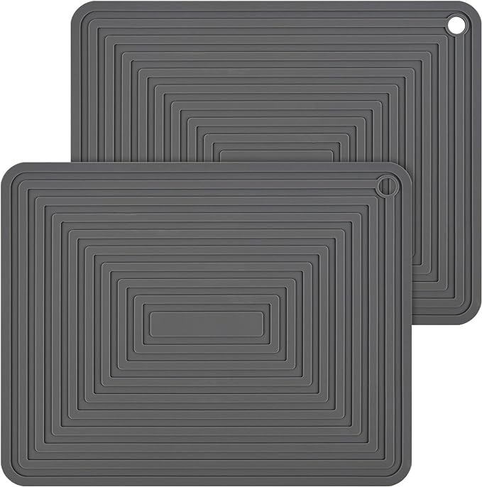 Trivets for Hot Dishes, Silicone Trivet Hot Pads for Kitchen, Trivet for Pots and Pans, Big Silicone Pot Holders Mat, Trivets for Quartz Countertops, Heat Resistant Mats Set 2 Dark Gray