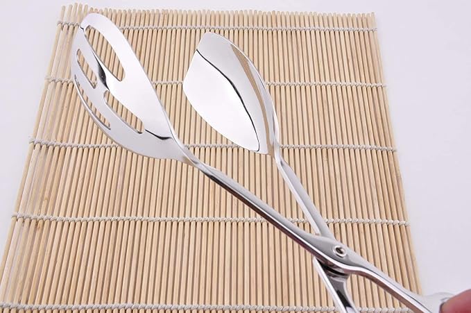 KEBE 2-PACK Serving Tongs for Cooking Buffet Party Catering, Thickening Food Serving Cake Bread Kitchen Salad Tongs, Stainless Steel
