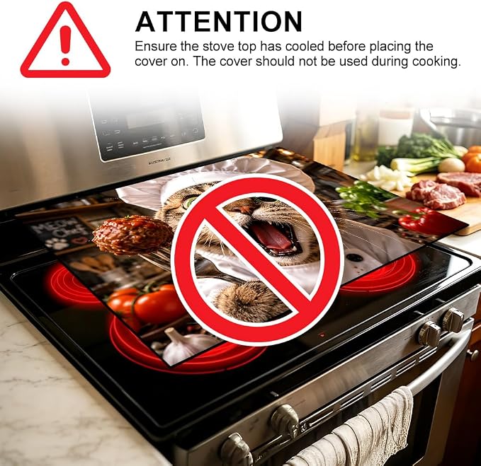 Cat Chef Stove Top Cover 28.35x20.47 in Non Slip Burner Mat | Heat Resistant Cooktop Protector Mat with Non-Slip Backing, Scratch Protection and Countertop Drying Mat.