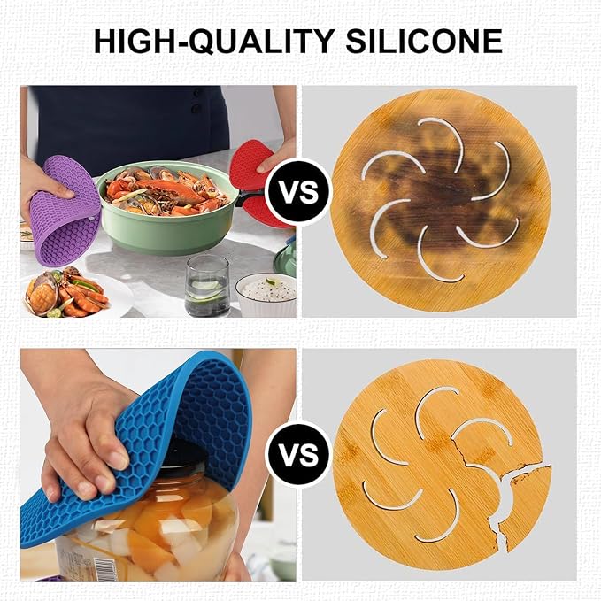 6 Pack Silicone Trivets for Hot Pots and Pans, 9" Colorful Silicone Trivet for Hot Dishes, Extra Large Non-Slip & Heat Resistant Hot Pads for Kitchen Counter(Colors)