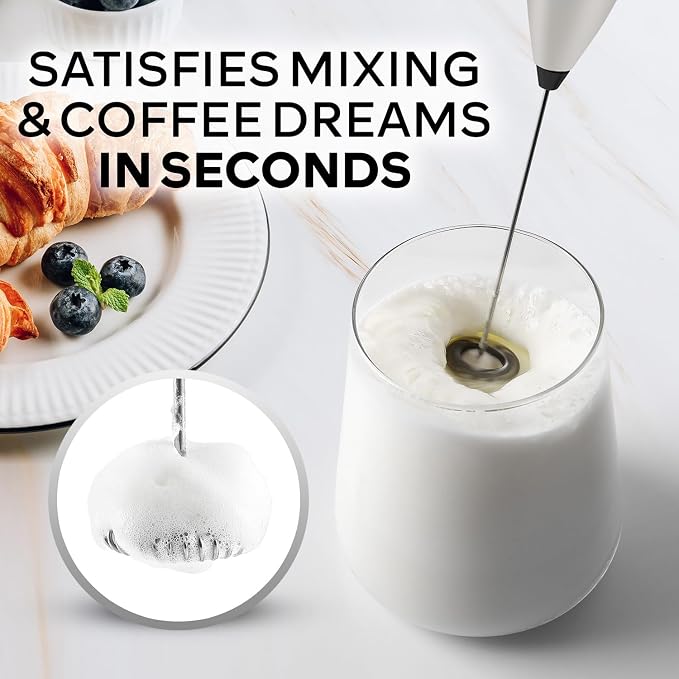 Zulay Kitchen Powerful Milk Frother Wand With Duracell Batteries - Ultra Fast Handheld Drink Mixer - Electric Whisk Foam Maker for Coffee, Lattes, Cappuccino & Matcha - Z1 Motor - Gray & Black