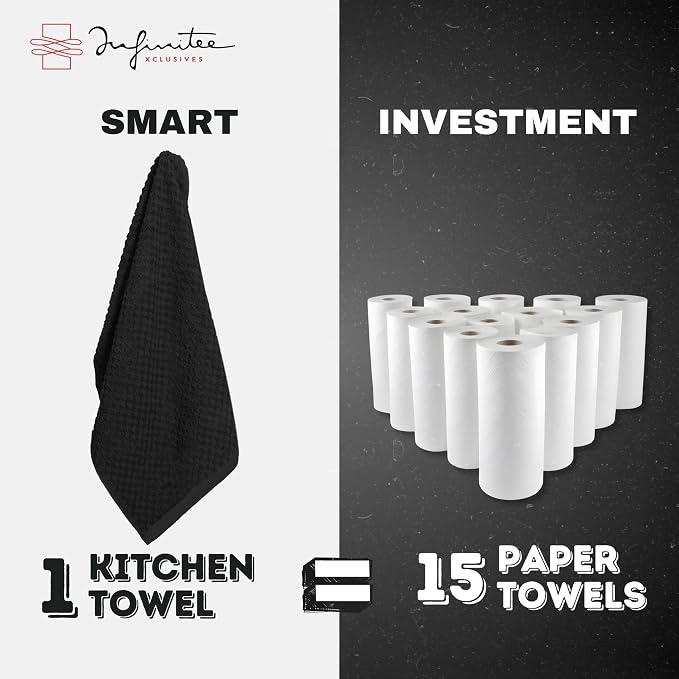 Infinitee Xclusives Kitchen Towels - 12 Pack - Cotton Dish Towel |15" x 25"|