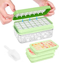Ice Cube Tray with Lid and Bin, Easy Release 84 Cubes for Freezer | Food-grade BPA-free PP and ABS. Ice cubes for fruit, cocktails, iced coffee. Space-saving stackable with scoop