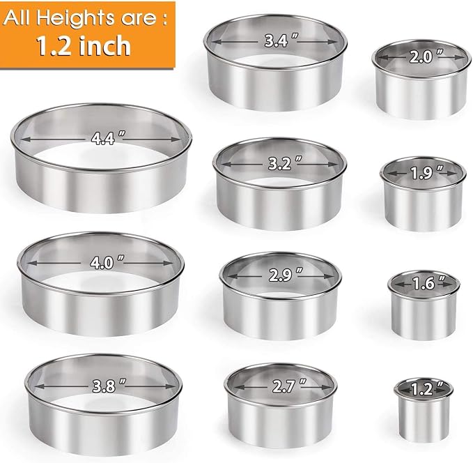 HULISEN Biscuit Cutter Set 11-Pc, Stainless Steel Round Cookie Cutters | Dishwasher Safe, Storage Tin, 11 Nested Sizes, Clean Cutting Edge, Scones Donuts English Muffins