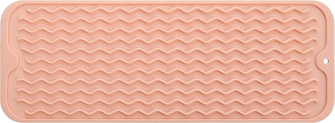 MicoYang Silicone Dish Drying Mat for Multiple Usage,Easy clean,Eco-friendly,Heat-resistant Silicone Mat for Kitchen Counter,Sink,Bar,Bottle,or Cup Pink M 17 inches x 6 inches