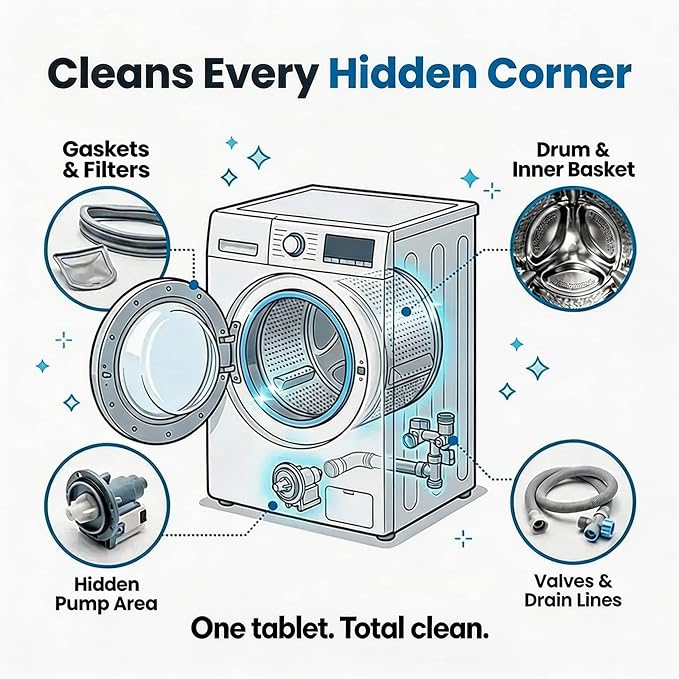 FURME Washing Machine Cleaner MAX Tablets for Pet Owners – 24 Pack Deep Cleaning Descaler for HE Front & Top Load Washers – Removes Pet Hair Odor, Residue & Grime – Septic Safe – 12 Month Supply