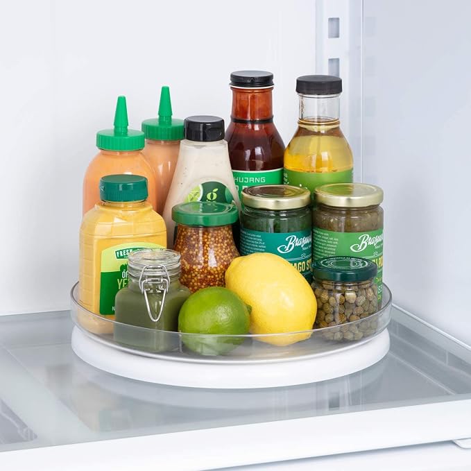 YouCopia FridgeView Fridge Turntable, Lazy Susan Organizer for Refrigerator Storage, 11”, White (Pack of 6)