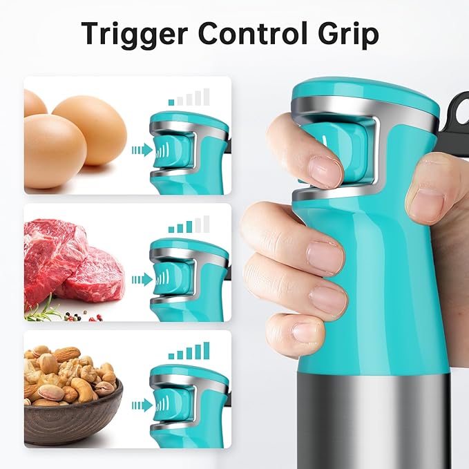 Turelar Immersion Blender Handheld 5 in 1 Hand Blender Set 1100W Heavy Duty | Trigger Variable Speed, Emulsion Stick Mixer with Food Processor, Whisk, Frother, for Soup, Puree, Baby Food, Anti-scratch