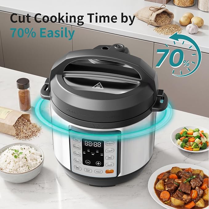 OLIXIS 10-In-1 Electric Pressure Cooker, 3 Quart Multi Cooker for Rice, Stew and Steam, Small Programmable Stainless Steel Pot with Slow Cook Function and Ceramic Inner Pot