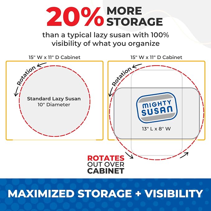 2-Tier Lazy Susan Pantry Organizer – Steel Reinforced Turntable for Kitchen Cabinets & Pantry Storage – Heavy-Duty Can Organizer Holds Up to 30 lbs – Rotates 360° – Includes 2 Bonus Bins | Two Rotating Steel-Reinforced Shelves, Holds 30 lbs, 360-Degree...