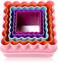 Cookie Biscuit Cutter Set, Two Side Cookie Cutters Plastic Set Multi-size Cake Fruit Vegetable Shapes Cutter Random color (Square Shaped, 5 Pack)