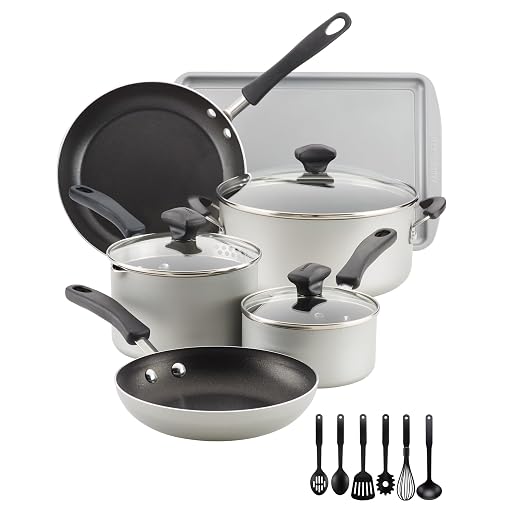 Farberware Cookstart Aluminum DiamondMax Nonstick Cookware Set, Kitchen Essentials, 5 Quarts, Silver