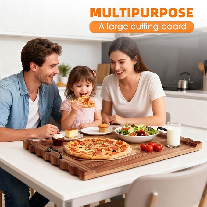 Latest wave-patterned wooden stove top cover, stylish pine panel stove top cover,suitable for gas stoves with 4 and 5 burners, food tray, kitchen stove tray. (Dark wood color)