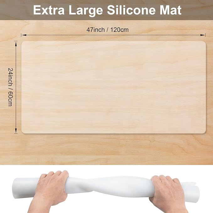 Silicone Protector Mat 47x24 Inch,White Translucent | 1.3mm silicone mat, heat resistant, non-slip & waterproof. Ideal for baking, painting, resin, welding and table protection.