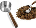 Stainless Steel Dog Food Scoop, Dog Food Measuring Cup With Measuring Lines (Cup/ML) & Long Wooden Handle, Metal Pet Food Scoop For Dogs, Cats and Kitchen Use, Dishwasher Safe (1/4 CUP)