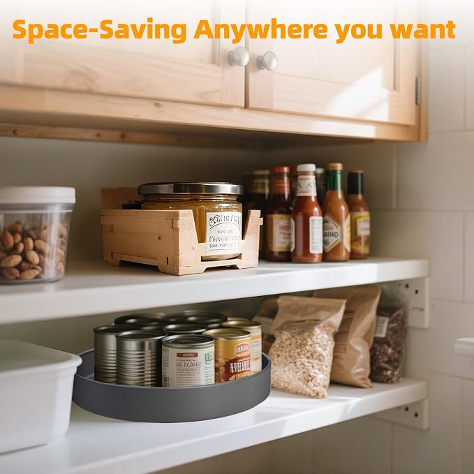 Metal Lazy Susan Organizer, 12 Inch Anti-Rust Turntable for Cabinet, Kitchen, Dining Table, Bathroom – Rotating Spice Rack, Spinner Storage, Round Carousel Organizer for Countertop Gunmetal