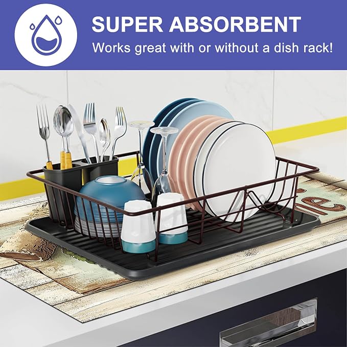 HOMETITUTE Sweet Home Stove Top Cover 28x20 Rustic Wood Diatomite Mat