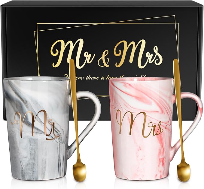 Linkax Wedding Gifts for Couples 2026, Mr and Mrs Coffee Mugs | Christmas Gift for Couples Newlyweds Husband Wife His and Hers Couples Gift Bride to Be Bridal Shower Engagement Anniversary