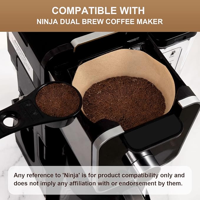 100 Pcs Disposable Coffee Filters #4 for Ninja Coffee Maker | Unbleached Coffee Filters for Ninja Coffee Bar Brewer 8-12 Cups, Compostable, Saing-Time, Tear-Resistant, Non-Residue