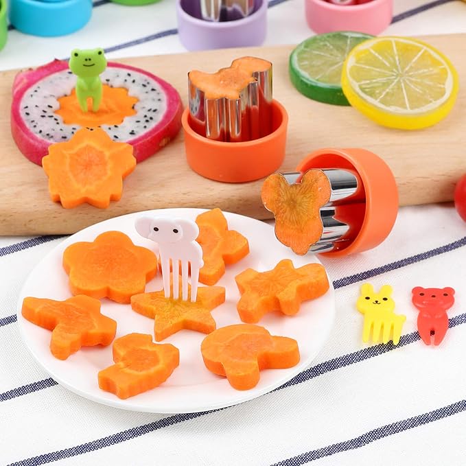 FIRETREESILVERFLOWER 1.5in Vegetable Cutter Shape Set-12PCS Mini Cookie Cutters Fruit Biscuit Pastry Mold Children's Baking and Food Supplement Tool Accessories.(20 Forks)
