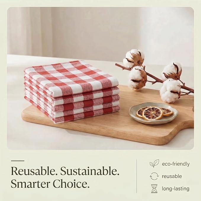 Urban Villa Kitchen Towels Cotton Dish Towels 20”x30” (Set of 6) Rust