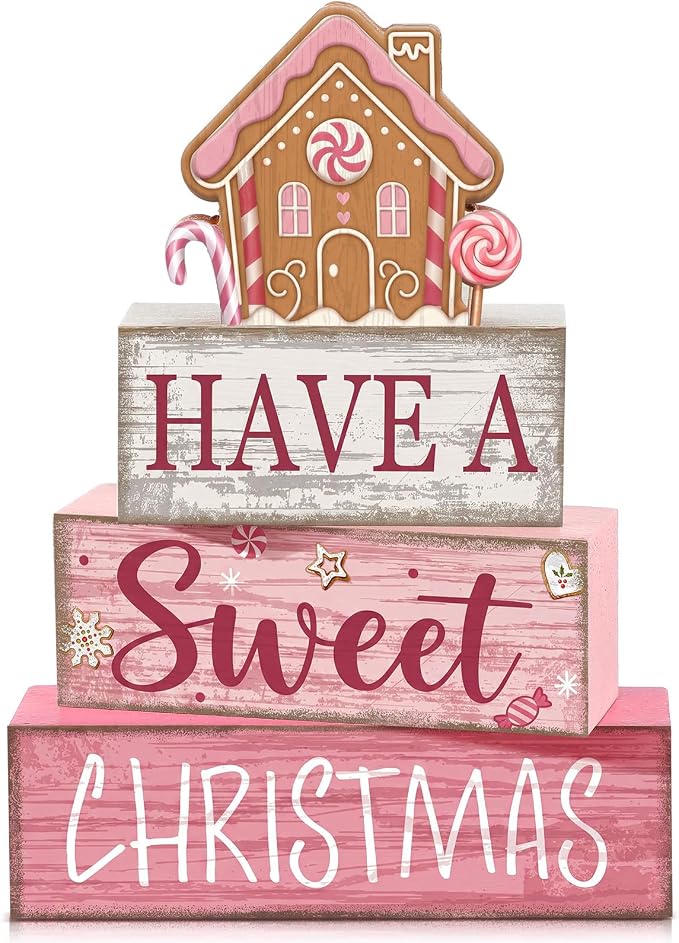 Lineshading 4 Pcs Halloween Wooden Block Signs Tiered Tray Decor Coffee | Stackable Farmhouse Signs with Quote, For Tabletop Shelf Kitchen Counter, Fall Home Decoration Gift for Coffee Lovers