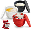 Silicone Bowl Liners for KitchenAid 5Qt Stand Mixers, 3 Liners with Lids | 2mm Thicker Foldable Mixer Inserts, Fits 5 Quart Mixing Bowl, Cold/Heat-Resistant & Dishwasher Safe, Non-Stick