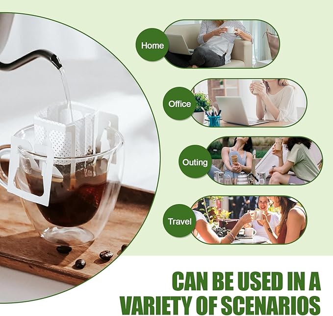 CARGEN 100Pcs Portable Coffee Filter Paper Bags,Hanging Ear Drip Coffee Bag | Single serve disposable pour over, food-grade paper, clean taste, for camping, backpacking, travel, office, home, on the go