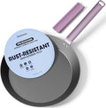 Carbon Steel Skillet 12 Inch, Nitrided Steel Frying Pan, Preseasoned Rust Resistant Large Cooking Pan with Ergonomic Handle & Removable Silicone Grip, Induction & Oven Safe | Natural Patina Development with No Chemical Coating; Spacious Cooking Surface...