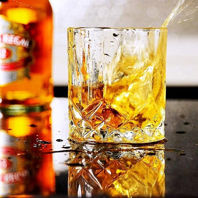 GLASKEY Whiskey Glasses Set of 4,Rock Glasses,11 oz Lead-Free Crystal Bourbon Glass,Old Fashioned Glass for Bourbon,Cognac,Irish Whisky,Personalised Whisky Glass Gift Set for Men,Dad,Brother
